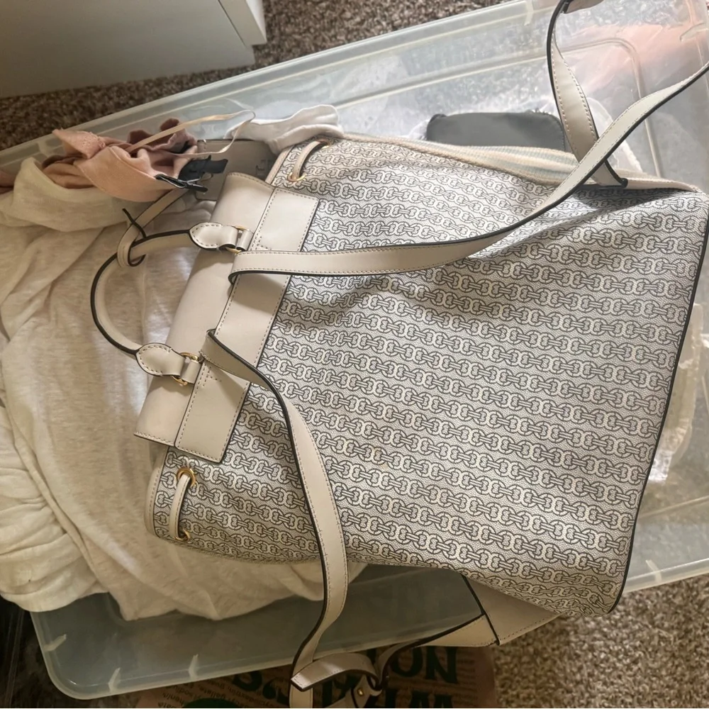 Tory Burch Gemini Link Medium Canvas & Leather Backpack / Used